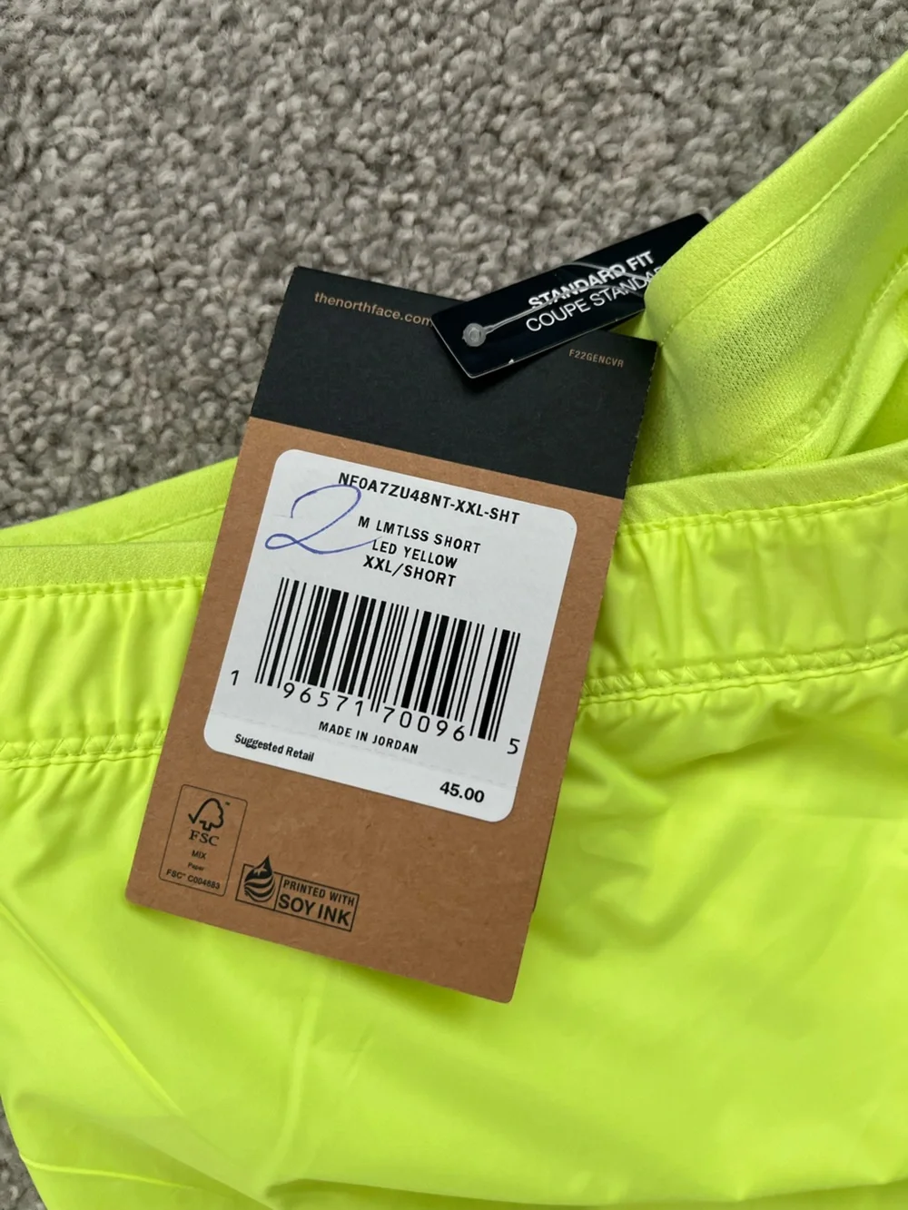 NWT The North Face Blue and Yellow Activewear Shorts and Swim Trunks Size XXL